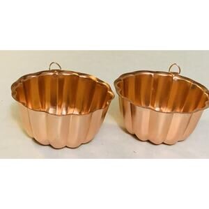 Set of 2 Metal Jello Mold Copper Colored Aluminum Round Taiwan Made 4”